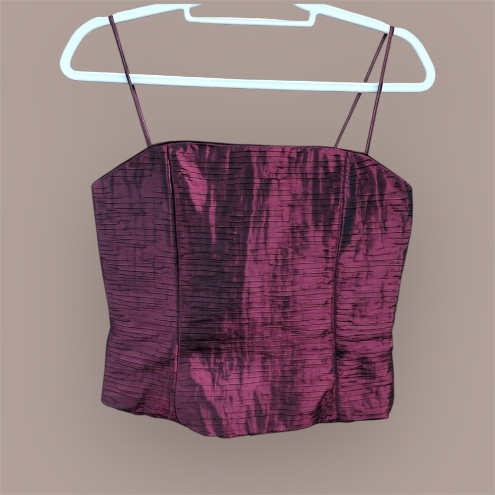 90s Vintage Scott McClintock Deep Burgundy Tank top thin strap corset crop